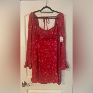 Free People NWT red smocked dress